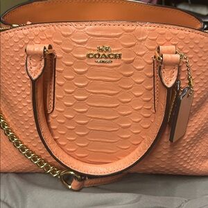 Coach Sage MINI Bag Purse Crossbody Python Leather Light Coral Gold F73126 Rare